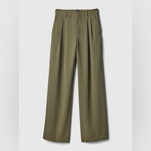 GAP 365 High Rise Pleated Trousers Tailored Pants Olive Green Size 0 NWT - Picture 3 of 14